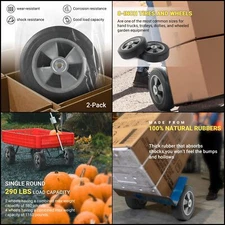 2-Pack AR-PRO 8x2 Flat Free Solid Rubber Wheel Assemblies with 1/2" Bearings