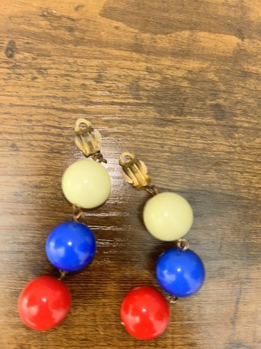 BUBBLE GUM GUMBALL MACHINE COSTUME PURCHASED CHASING FIREFLIES CLIP EARRINGS 2PR - Picture 3 of 8