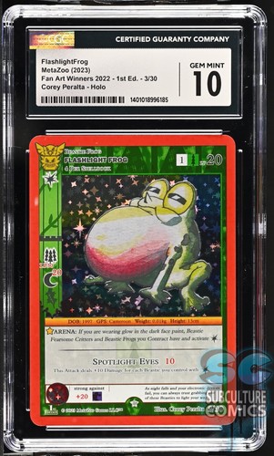 METAZOO: FLASHLIGHT FROG FAN ART - 1ST ED. COREY PERALTA HOLO - CGC 10 GEM MINT