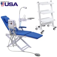 Dental Portable Folding Chair with LED Light Air Turbine Unit/Mobile Tool Cart