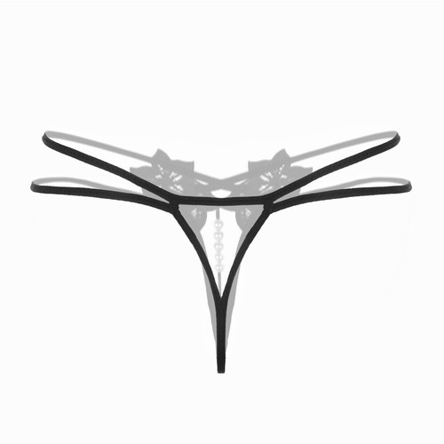 Sexy Damen-Tanga Perlen Spitze Schleife Perlen Spitze Erotik Dessous Unterwäsche - Bild 23 von 28