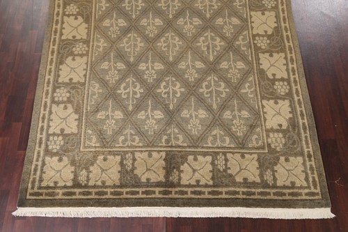 Geometric Nepalese Oriental Area Rug Hand-knotted Transitional Wool Carpet 8x10 - Picture 5 of 12