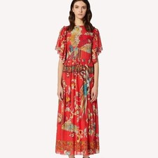 NWOT red Valentino bird of paradise forest dress 36