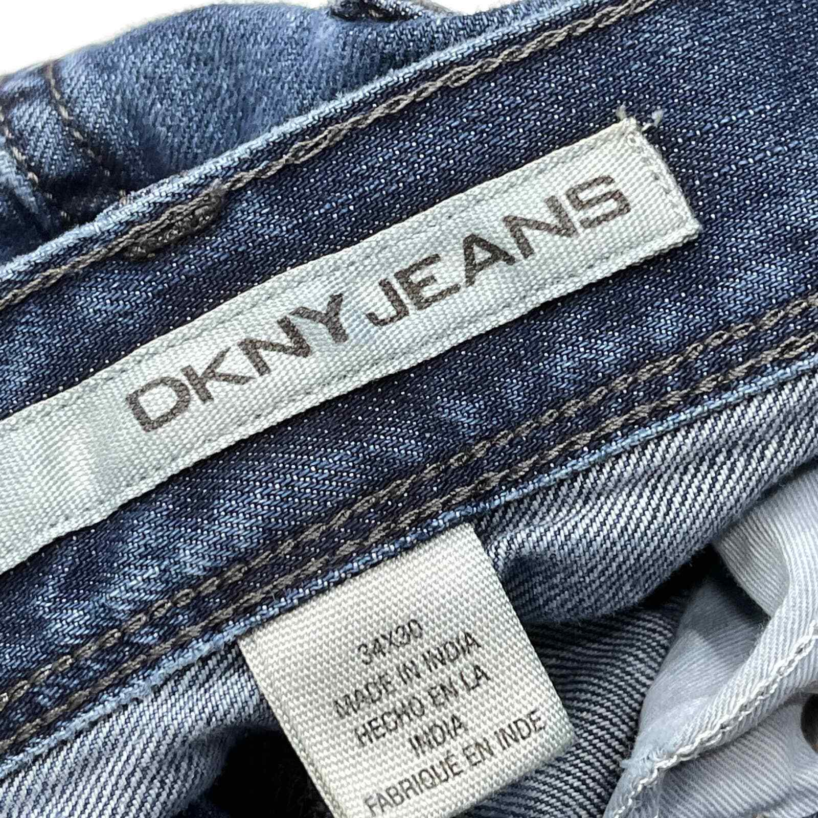 DKNY Jeans Men Size 34 Blue Dark Wash Denim Straight Leg Cotton Low