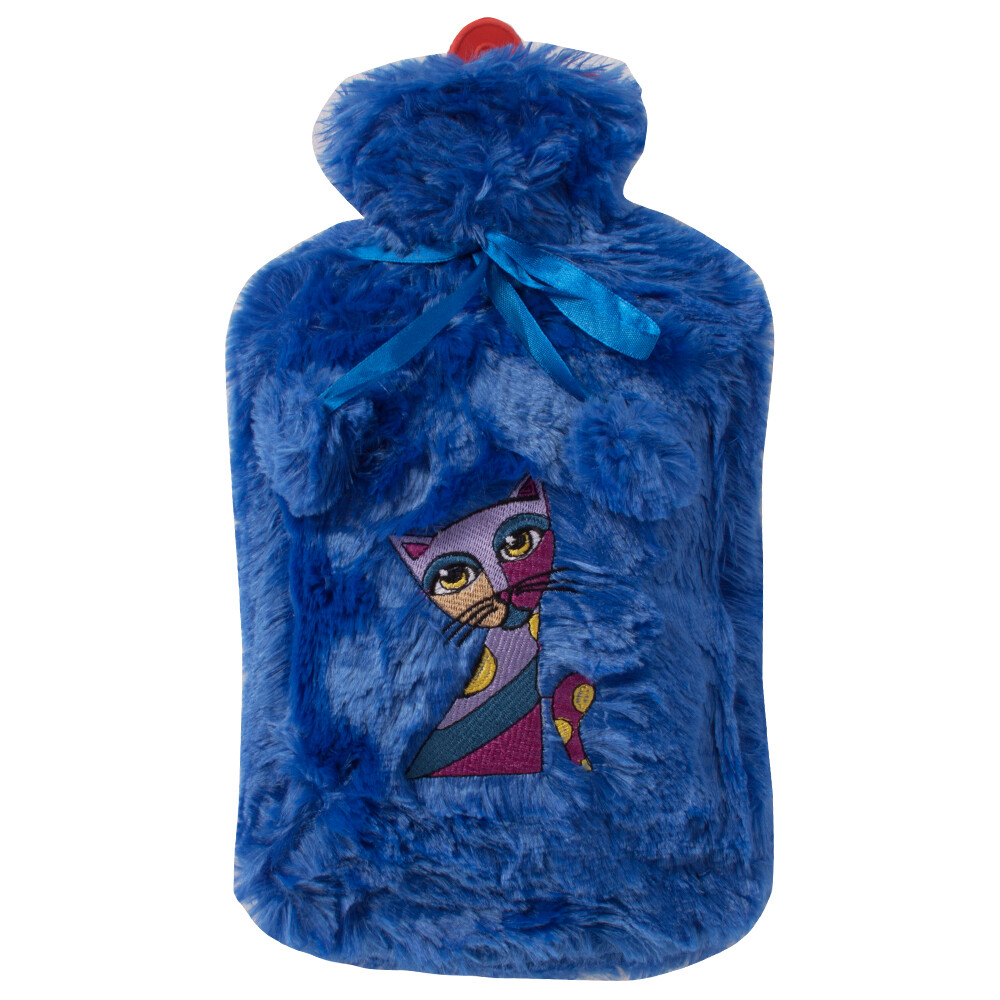 Biggdesign Cats Green Hot Water Bottle with Soft Plush Cover