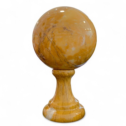 Sfera in Marmo Giallo Siena Poggiasfera Alto Scultura da Tavolo Design D 14cm - Picture 6 of 6