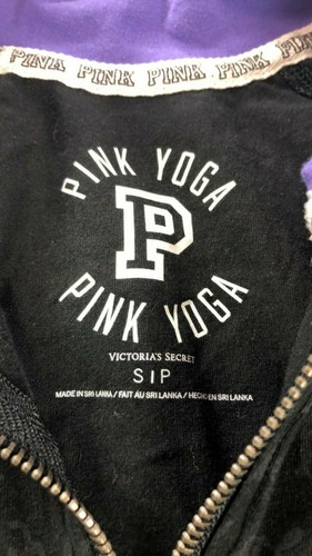 Pink Victoria Secret Yoga 1/4 Zip sportliches Top Gr. S schwarz/lila Love Pink - Bild 2 von 7