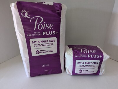 Poise Plus+ Day and Night 37 Pads Ultimate Long 6+ Extra Absorb & Odor Protect