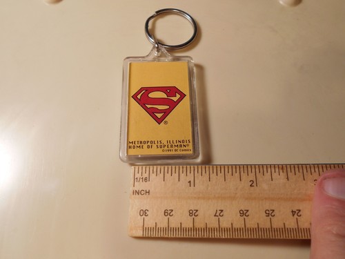 Schlüsselanhänger Superman Metropolis Illinois Kunststoff Schlüsselring 1991 DC Comics Lucite - Bild 4 von 5