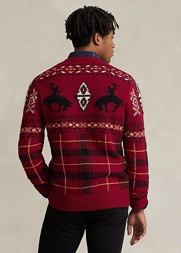 Polo Ralph Lauren karierter Pullover mit Western-Motiv und Rundhalsausschnitt - L - Bild 4 von 6