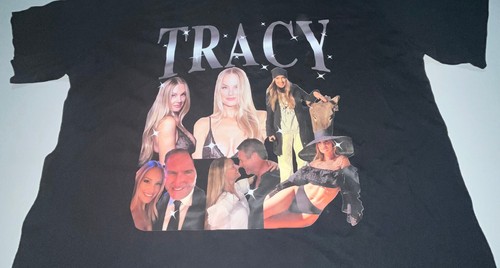 TRACY Size Large Black Mens Funny Meme Short Sleeve T-shirt - Picture 2 of 3