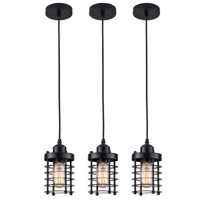 3 pack Farmhouse Kitchen Island Hanging Pendant Lighting Rustic Ceiling Light