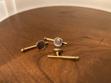 Vintage Swank Mother Of Pearl Gold Tone Tuxedo Tux Shirt Studs Set of 3