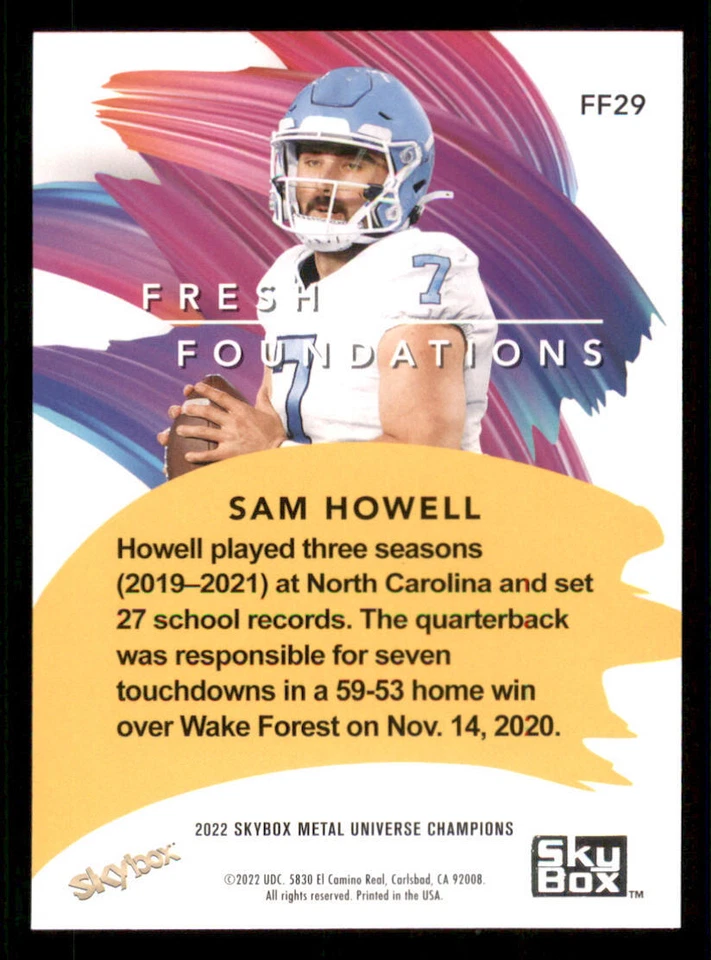 2022 Skybox Metal Universe Champions Fresh Foundation #FF29 Sam Howell - Image 2 of 2