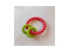 Chewb...™ Baby Silicone Teething Ring Toy Baby Pink Ring & Chartreuse Bands