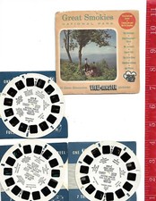3 vintage View master reels Great Smokies National Park with sleeve 1950