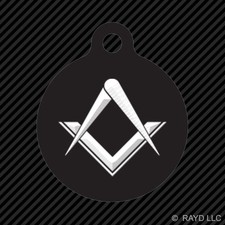Freemasonry Keychain Round with Tab engraved Freemasons Masonic Square Compass