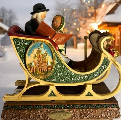 The Storyteller Music Box, The Carousel Maker Collection Christmas Sleigh Decor