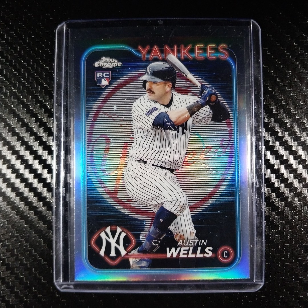2024 Topps Chrome Baseball Austin Wells #281 Lightboard Logo Refractor (RC)