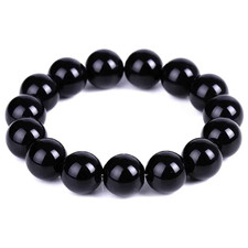 Magnetic Hematite Bead Bracelet 12mm Black Elastic Energy Healing Stone Unisex
