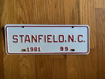 North Carolina License Plate STANFIELD NOS 1981 # 99 NC City Plate Topper - Image 1 of 2