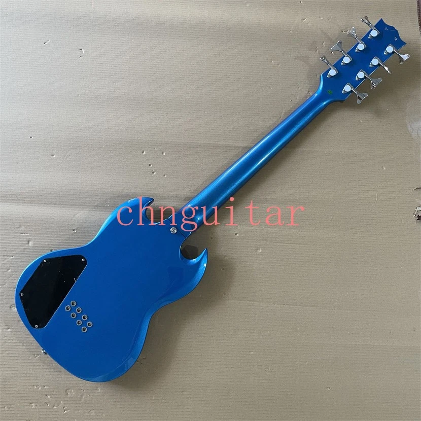 Bajo eléctrico 8 cuerdas azul SG cuerpo de caoba maciza diapasón de palisandro 22 trastes Foto 4 de 4