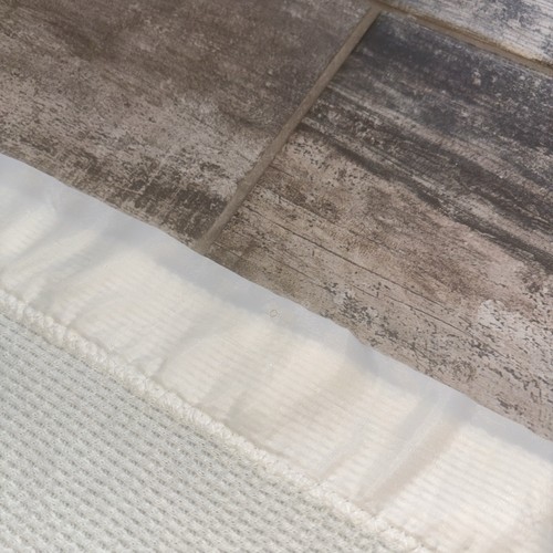 Vintage White Ivory Thermal Waffle Weave Satin Nylon Trim Baby Blanket 43" X 33” - 第 2/6 張圖片