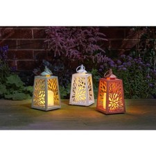 Cornish LED Lantern Cut Out Detail Candle Effect Auto Timer Indoor Outdoor