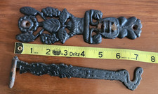 Large Ornate Gate Barn Door Cast Iron Industrial Latch Hook Vintage Hardware 30s