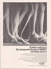 DuPont NOMEX Flooring Vintage Magazine Ad Honeycomb Nylon B&W 1960s