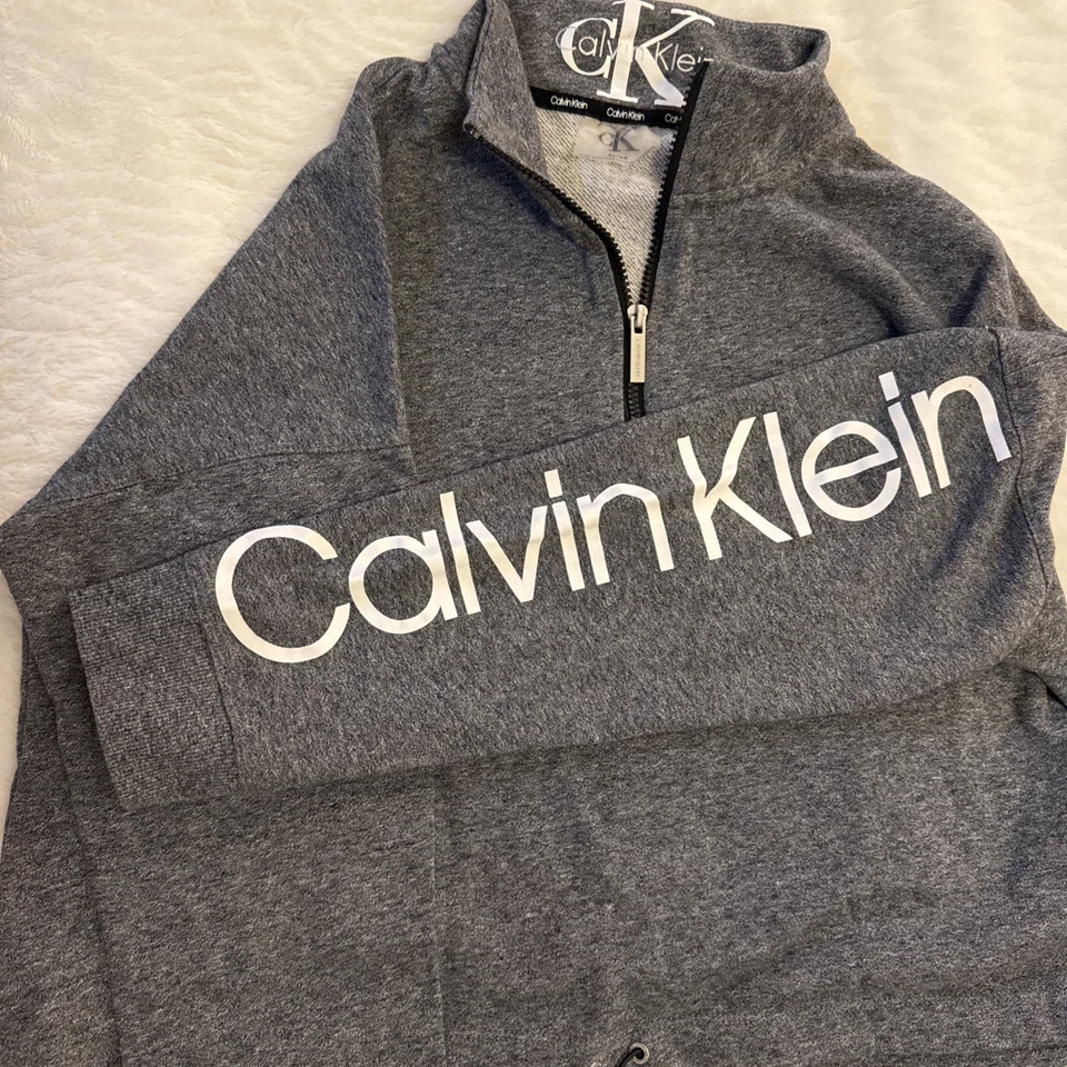 Calvin Klein Media Cremallera Atlética Pullover Sudadera Corta con Bungee Gris Para Mujer XL Foto 3 de 4
