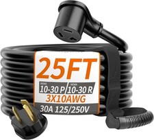 25ft 30-Amp 3-Prong Dryer Extension Cord, 10/3 Gauge