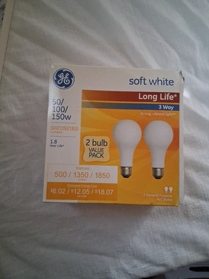 2 Pack  3 Way GE Light Bulbs NOS A21 Lumens Vibrant Soft White