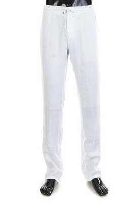 ZILLI 1240$ White Casual Elastic Drawstring Linen Trousers