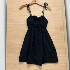 Urban Renewal Urban Outfitters Black Smocked Mini Dress Tie Strap Pockets XS