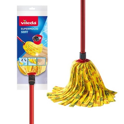 Vileda SuperMocio Soft Complete Wischmop mit extra Wischkopf Nachfüller Bodenreiniger