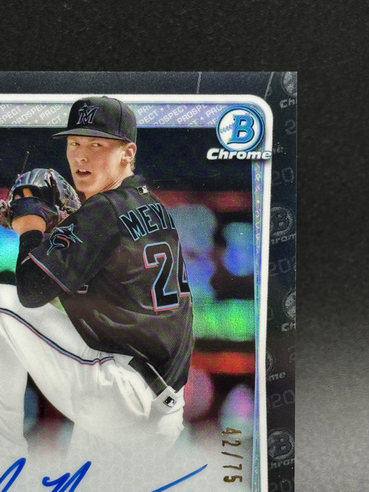 2020 1st Bowman, Bowman Chrome Black Refractor 42/75 Max Meyer On Card Auto view 3