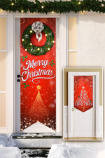 Merry Christmas Door Banner. Xmas Front Porch Hanging Sign - Outdoor Decorations