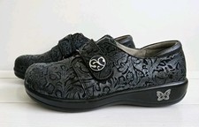 Alegria Joleen JOL262 Black Embossed Leather Clogs EU 39 US 8.5 / 9 Comfort Shoe