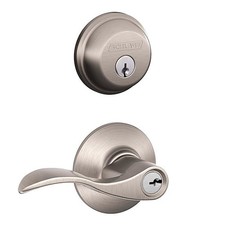 Schlage - FB50NVACC619 - Accent Satin Nickel Lever and Single Cylinder Deadbolt