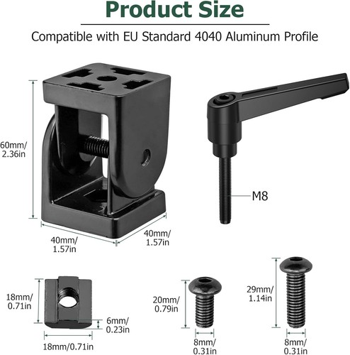 2/4x Gelenkverbinder Gelenk Aluprofil + Klemmhebel für 20/30/40 Profilverbinder - Bild 26 von 26