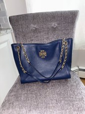 Tory Burch Britten Mini Pebbled Leather Tote - Navy Blue