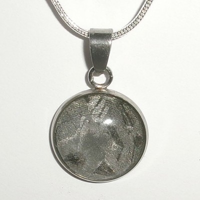 Genuine Meteorite Pendant and 20  Sterling Silver Necklace with COA