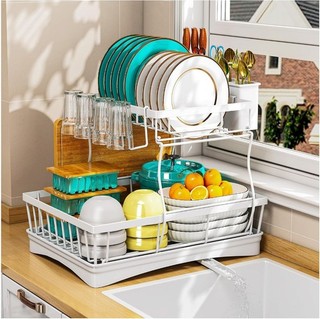 2 Tier Dish Drainer Rack White