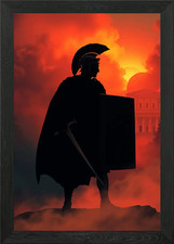Roman Centurion Silhouette Framed Wall Art Poster Canvas Print Picture