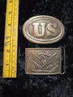Vintage Reproduction Civil War Era Union Brass Belt Buckles Lot Of 2 Made 1950s