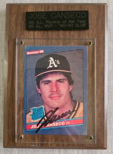 1986 Donruss Jose Canseco Rookie #39 Auto Autographed Signed Plaque 40/40 Club 