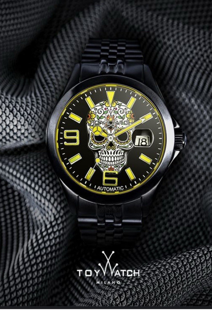 ToyWatch Skull Black Stainless Steel Screw Back 10ATM Water 