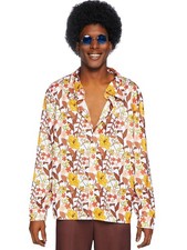 1970s Floral Disco Costume Shirt Costume Adult Halloween X-Large