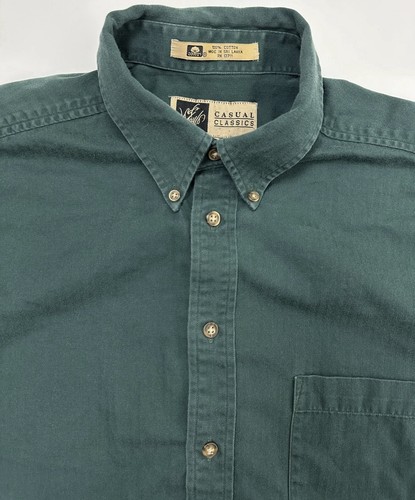 VTG 90s Lord & Taylor Herringbone Shirt Men L Green Button Down Long Sleeve - Picture 14 of 14
